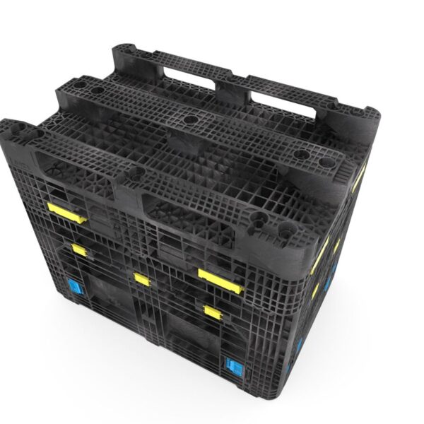 A collapsible black bulk container