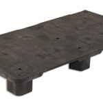 A black plastic pallet on a white background for sale.