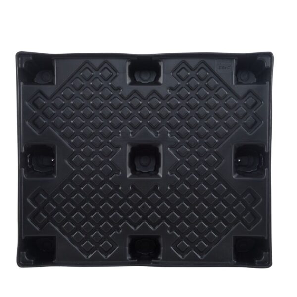 A black plastic tray on a white background.