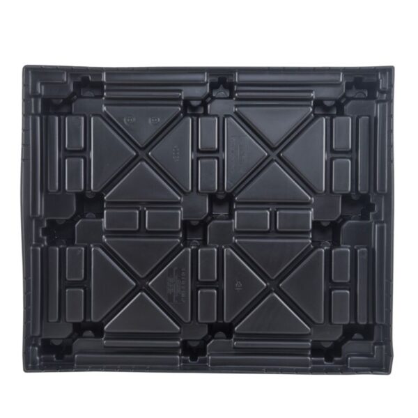 An image of a black plastic tray on a white background.