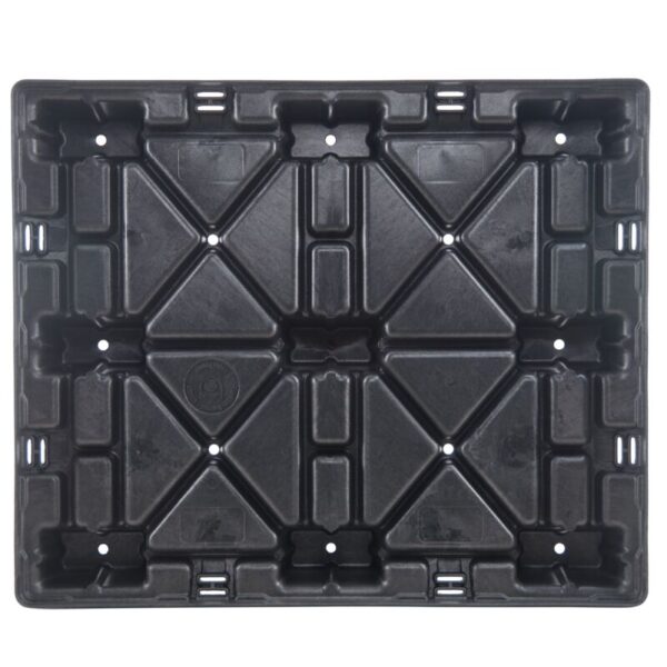 An image of a black plastic tray with four compartments, made from plastic.