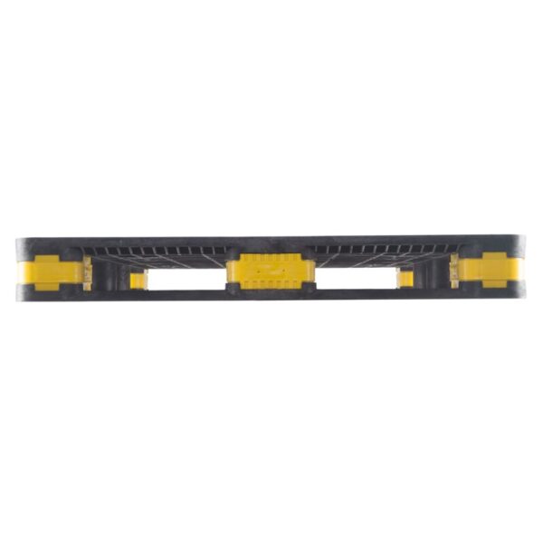 Side view of a black and yellow plastic 44 x 56 BulkPal with 3.0" connectors