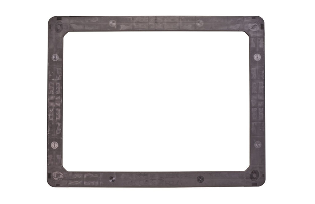 The 44 x 56 HP Top Frame is a rectangular black plastic component with rounded corners and multiple screw holes, shown on a white background.