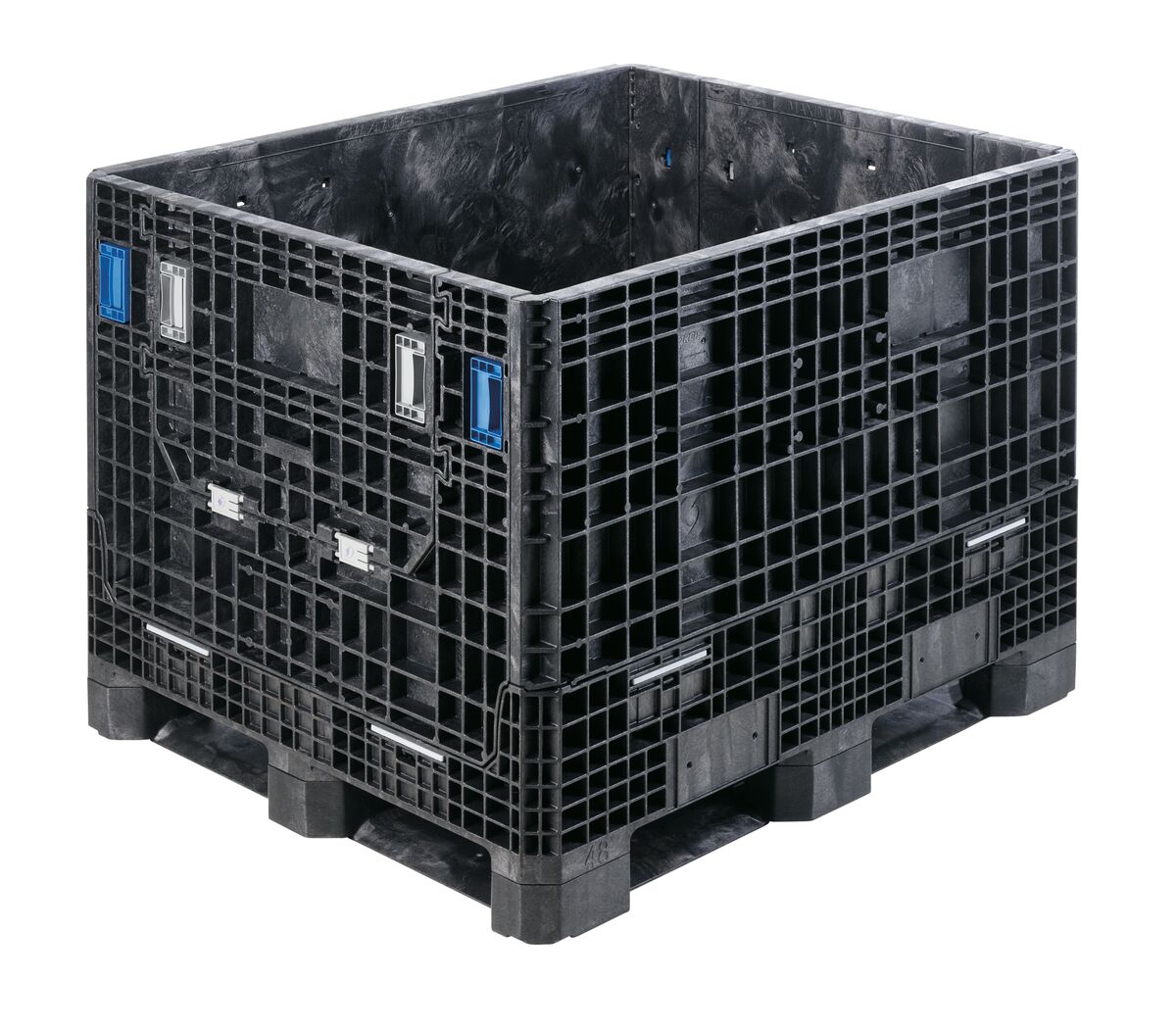 The GP4048-34 is a large black plastic bulk storage container