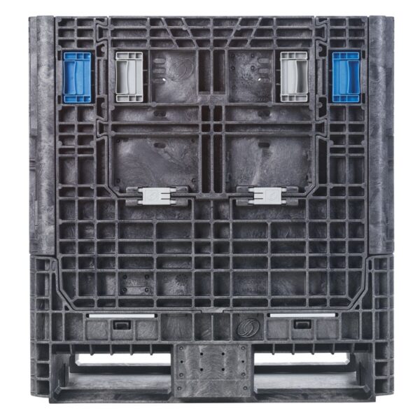 The HDR3230-34 is a large, black industrial plastic bulk container