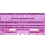 A collapsible pink plastic bulk bin