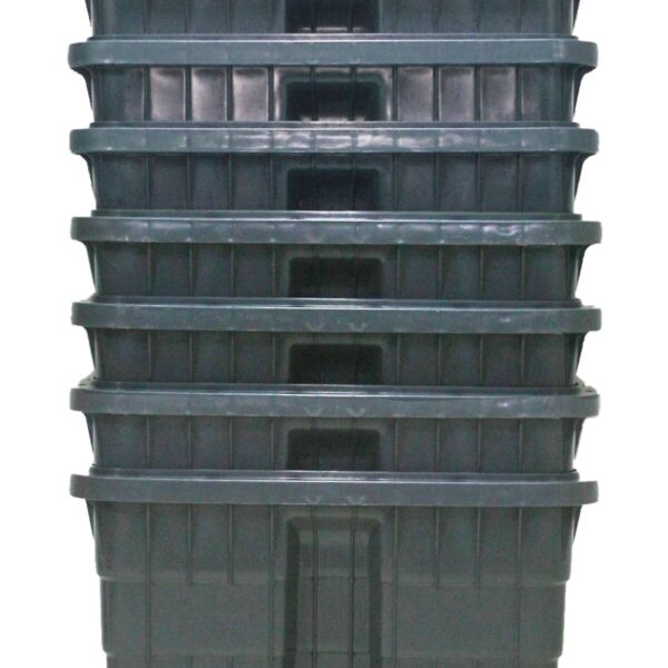 A stack of multitank plastic containers.