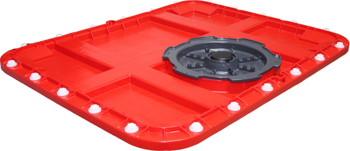 A red plastic lid