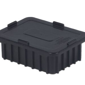 A rectangular black plastic container with a fitted lid.