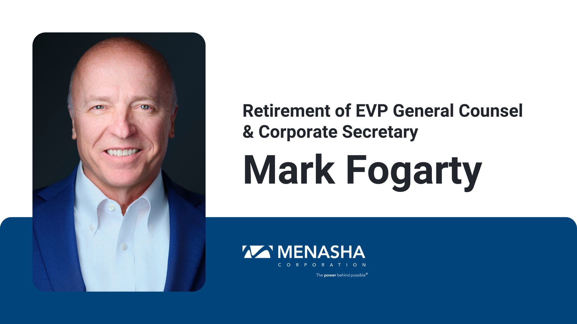 Picture of Mark Fogerty next to text announcing retirement